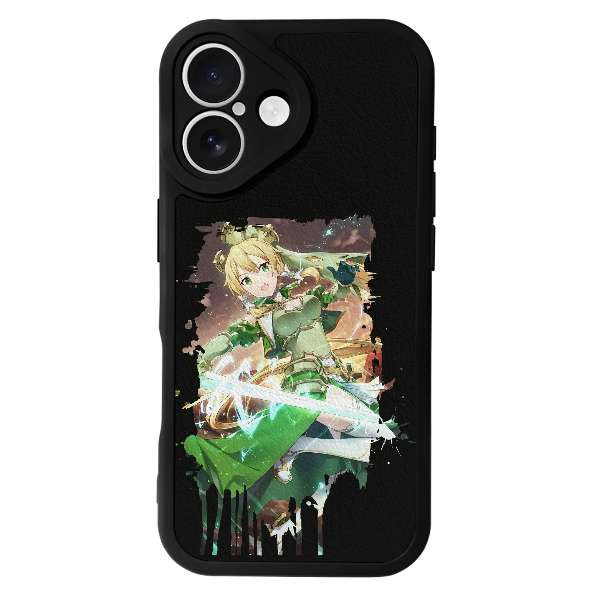 ソードアートオンライン グッズ リーファ - IPhone 16シリーズ対応 ・ シリコンスマホケース ・ レザー調 ・ 高精度フィット ・ 耐衝撃 ・ ワイヤレス充電対応 ・ 精密カット